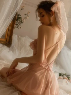 Lingerie transparente sans coutures nuisettes sexy en dentelle noire