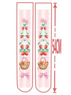 Lolita Bas doux fraise rose Velvet Imprimé 2026 Lolita Chaussettes à genou Déguisements Halloween