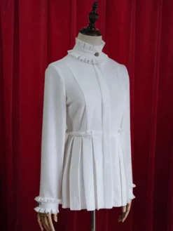 Lolita blanc Blouse plissée coton Chic chemisier pour femmes Déguisements Halloween