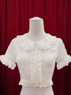 Lolita blanc Blouse volants coton chemisier pour femmes Déguisements Halloween