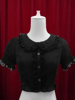 Lolita blanc Blouse volants coton chemisier pour femmes Déguisements Halloween