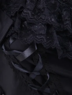 Lolita JSK Robe à Bretelle Noir Avec Noeud En Dentelle Déguisements