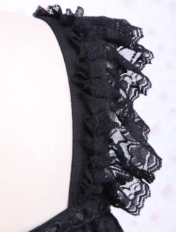 Lolita JSK Robe à Bretelle Noir Avec Noeud En Dentelle Déguisements