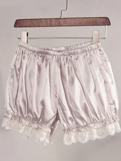 Lolita Shorts dentelle blanche Ruffles soyeux pour femmes Déguisements Halloween