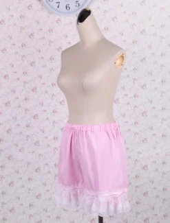 Lolita Shorts en coton rose avec dentelle Déguisements Halloween