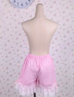 Lolita Shorts en coton rose avec dentelle Déguisements Halloween