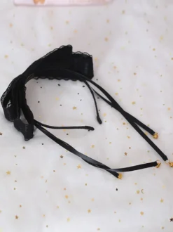 Lolita Sweet Hair Clasp Bow Lace Bell Accessoire de cheveux Lolita noir Déguisements Halloween