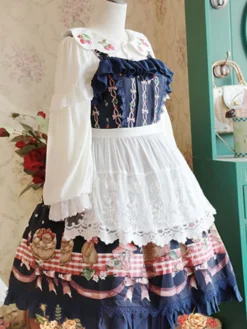 Lolita Sweet Vêtements tablier blanc en coton avec dentelle Déguisements Halloween