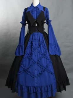 Lolita Top Gilet Costumes Steampunk Noir Sans Manches À Lacets Détails En Métal