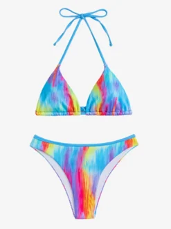 Maillot De Bain Bikini Femme Bleu Ciel Clair Bretelle Plage D'Été