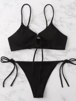 Maillot de bain bikini femme marron café à lacets maillot de bain d'été sexy
