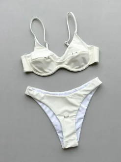Maillot de bain bikini femme noir avec détails métalliques maillot de bain d'été pour la plage
