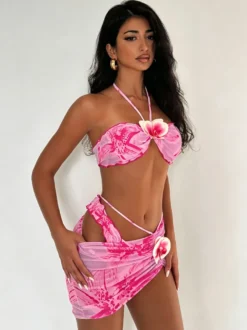 Maillot de bain bikini orange à lacets pour femme maillot de bain sexy d'été
