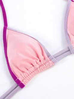 Maillot de bain deux pièces sexy à cordon de couleur contrastée pour l'été 2026