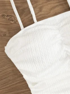 Maillot de bain une pièce plissé de couleur unie pour femme 2026