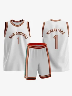 Maillot de Basketball San Antonio Spurs 2026 City Édition No 1 WEMBANYAMA Homme 2 Pièces Adulte Enfant