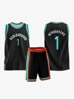 Maillot de Basketball San Antonio Spurs 2026 City Édition No 1 WEMBANYAMA Homme 2 Pièces Adulte Enfant