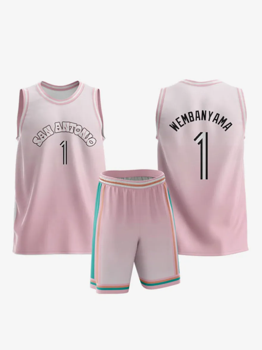 Maillot de Basketball San Antonio Spurs 2026 City Édition No 1 WEMBANYAMA Homme 2 Pièces Adulte Enfant