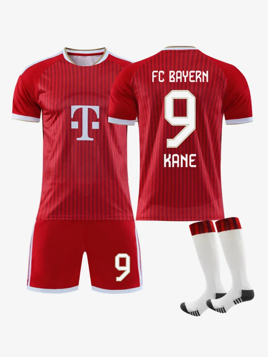 Maillot de football domicile rouge FCB 26/27 n° 17 Olise n° 1 Neuer tenue de sport 3 pièces