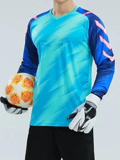 Maillot de Football Manches Longues Bleu Flocage Personnalisé Homme