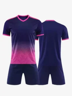 Maillot de football personnalisé à manches courtes et col en V pour homme avec teinture par nouage