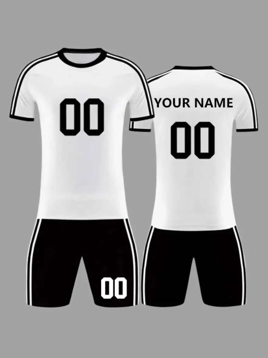 Maillot de football personnalisé à manches courtes et rayures pour homme