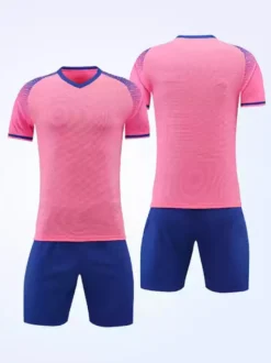 Maillot de football personnalisé à manches courtes et col en V avec blocs de couleurs