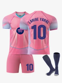 Maillot de football rose édition spéciale Ligue des champions 25/26 n° 10 Lamine Yamal n° 14 Rashford Football Club