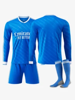 Maillot de sport personnalisé à manches longues bleu pour adultes et enfants Football Club Away 25/26