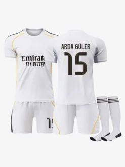 25/26 Maillot Domicile du Club de Football No.1 Courtois No.7 VINI JR No.9 Mbappé No.8 Valverde No.10 Modrić Ensemble 3 Pièces