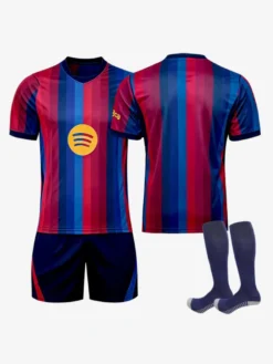 Maillot domicile du FC Barcelone 26/27 personnalisé ensemble 3 pièces vêtements de football pour adultes et enfants Ligue des Champions