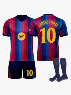 Maillot domicile du FC Barcelone n° 26/27 Lamine Yamal (n° 10) Pedri (n° 8). Ensemble 3 pièces. Vêtements de football pour adultes et enfants Ligue des Champions.