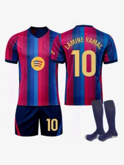 Maillot domicile du FC Barcelone 26/27 n° 10 Yamal n° 8 Pedri rayé ensemble 3 pièces