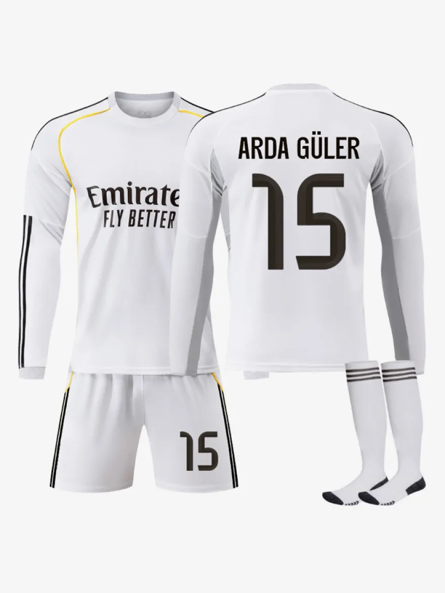 Maillot domicile manches longues 25/26 du club de football n° 10 Mbappé n° 7 Vini. JR ensemble 3 pièces