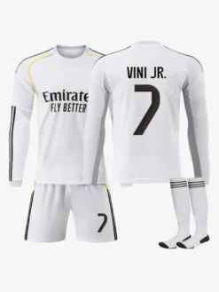 Maillot domicile manches longues 25/26 du club de football n° 10 Mbappé n° 7 Vini. JR ensemble 3 pièces