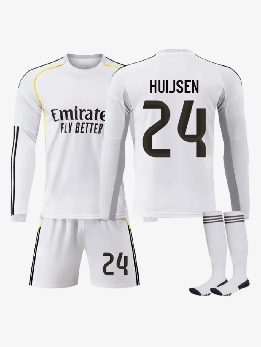 Maillot domicile manches longues 25/26 du club de football n° 10 Mbappé n° 7 Vini. JR ensemble 3 pièces