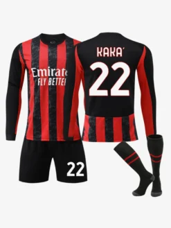 Maillot domicile à manches longues rayé rouge et noir 25/26 du club de football 14 Modrić ensemble 3 pièces