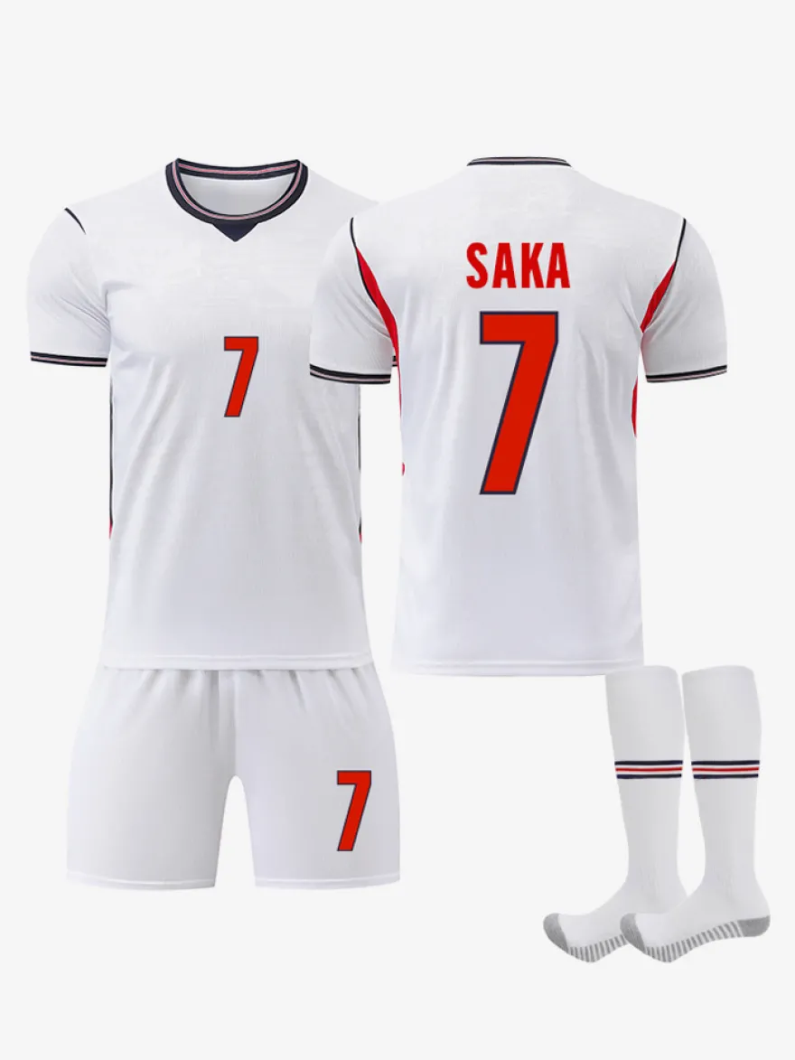 Maillot domicile 3 pièces de l'équipe d'Angleterre de football 2026 n° 9 Kane et n° 4 Rice pour adultes et enfants
