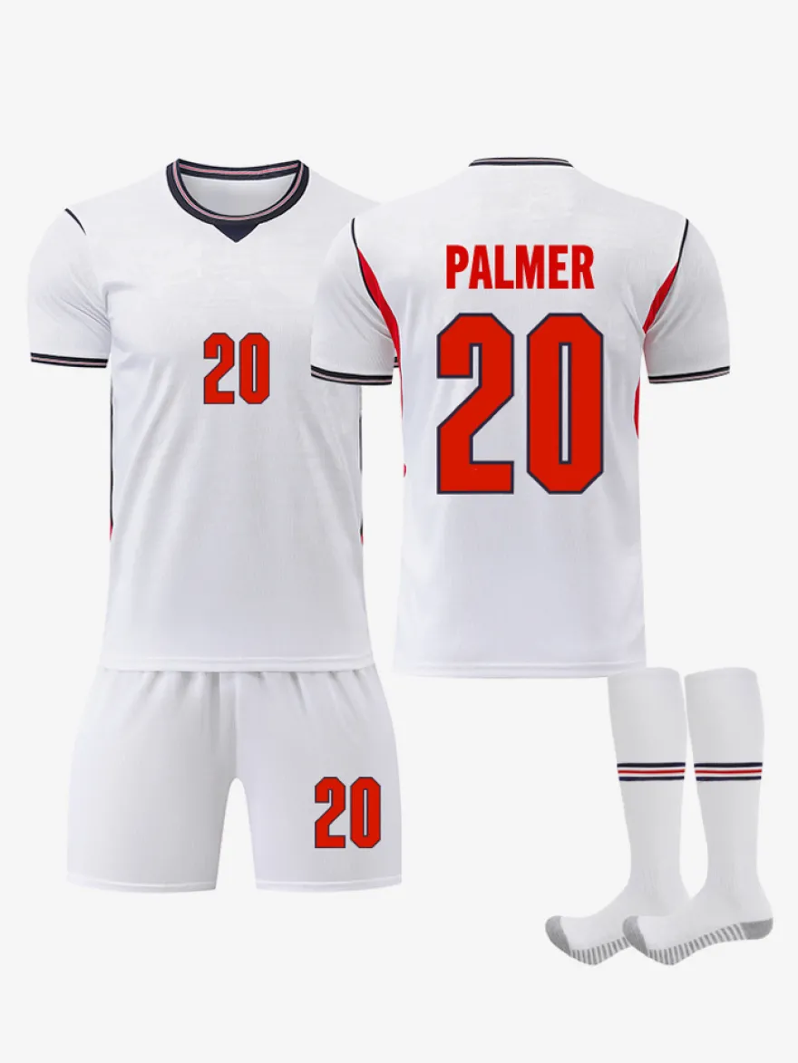 Maillot domicile 3 pièces de l'équipe d'Angleterre de football 2026 n° 9 Kane et n° 4 Rice pour adultes et enfants