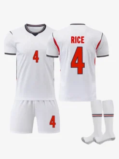 Maillot domicile 3 pièces de l'équipe d'Angleterre de football 2026 n° 9 Kane et n° 4 Rice pour adultes et enfants