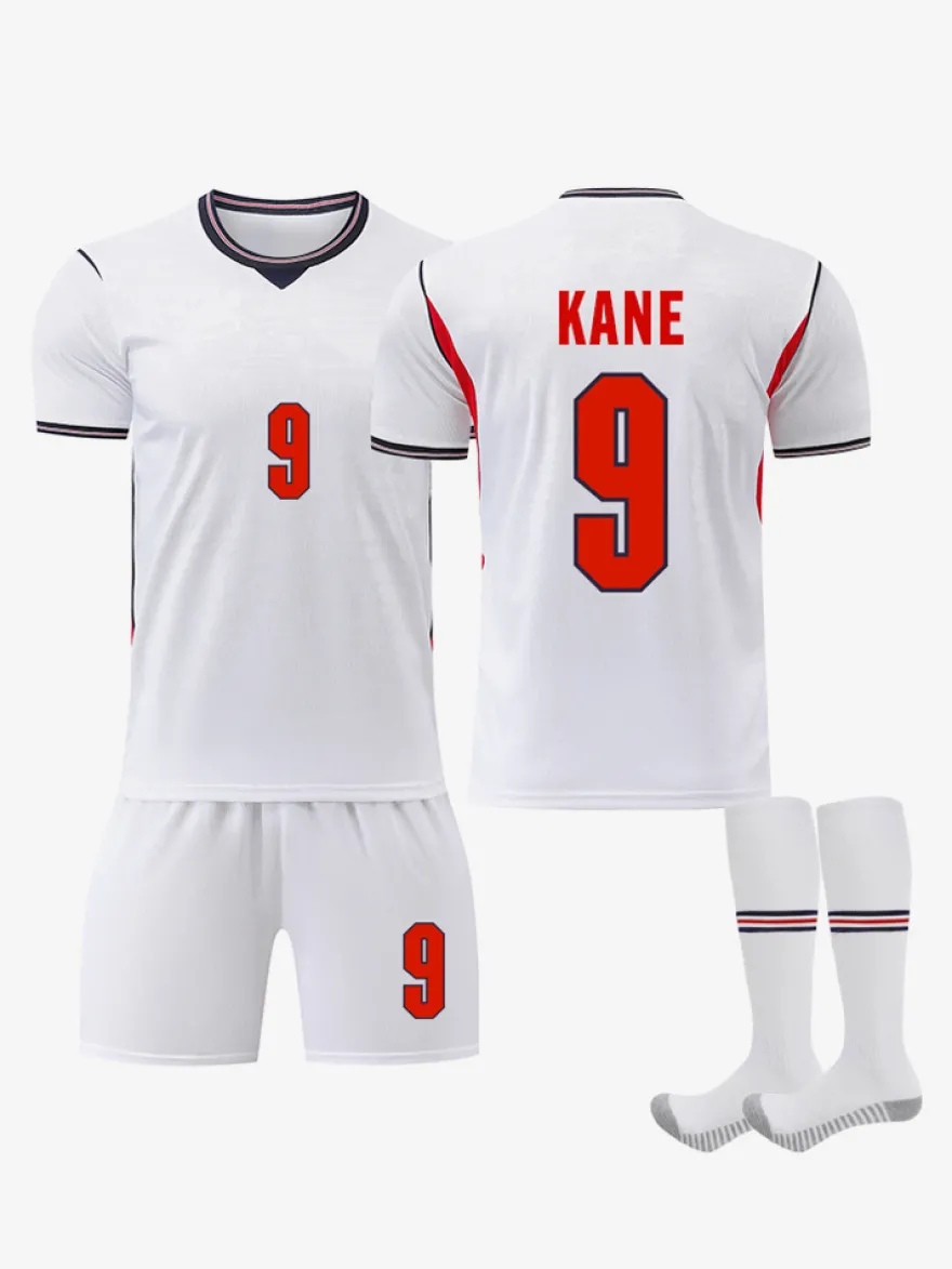 Maillot domicile 3 pièces de l'équipe d'Angleterre de football 2026 n° 9 Kane et n° 4 Rice pour adultes et enfants