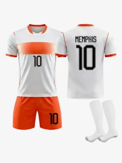 Maillot extérieur des Pays-Bas 2026 n° 4 Virgil n° 10 Memphis. Ensemble 3 pièces pour adultes et enfants.