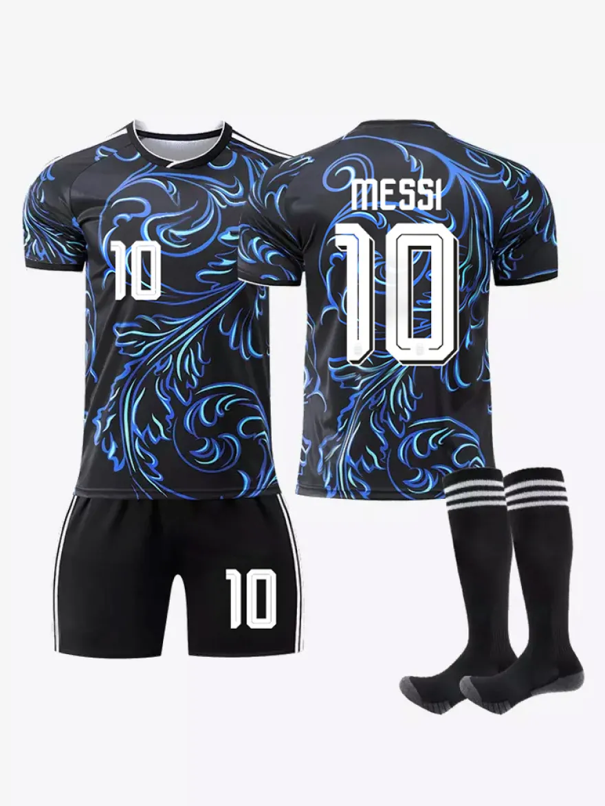 Maillot extérieur n° 10 de l'équipe d'Argentine 2026 manches courtes ensemble 3 pièces pour adultes et enfants