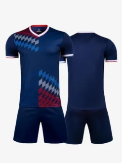 Maillot Football Flocage Logo Personnalisé 2 Pièces Homme Femme Enfant Noir