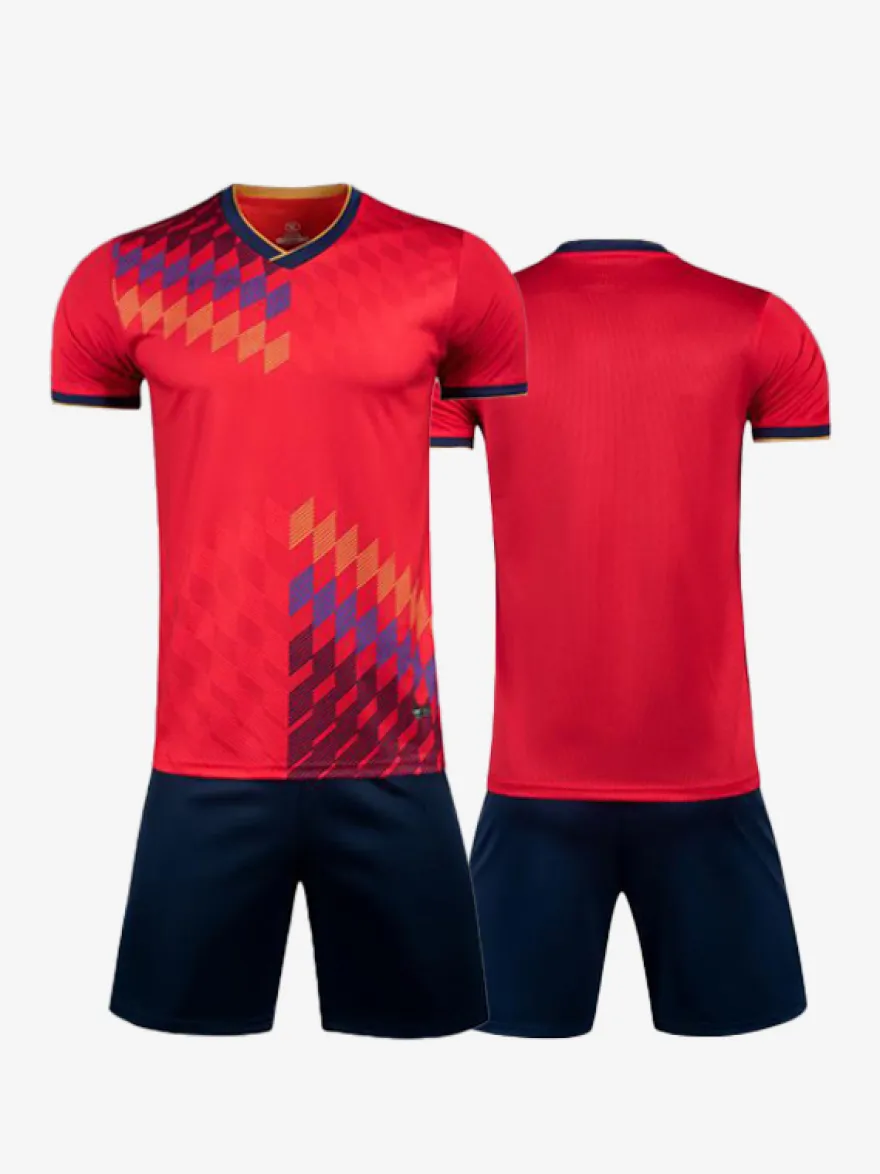 Maillot Football Flocage Logo Personnalisé 2 Pièces Homme Femme Enfant Noir