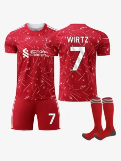 Maillot 3 pièces pour adultes et enfants 26/27 : n° 11 Salah n° 7 Wirtz n° 9 Isak n° 8 Szoboszlai