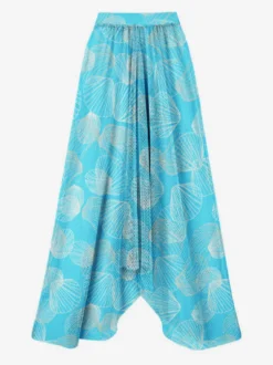Maillots de bain bleus chics à lacets col en V manches longues bouffantes