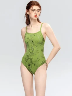 Maillots de bain une pièce pour femmes imprimé serpent vert maillots de bain sexy d'été