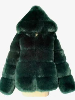 Manteau à capuche en fausse fourrure Veste courte d'hiver en fourrure écologique pour femme 2026