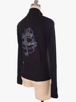 Manteau de patinage noir perles costume de danse en nylon Déguisements Halloween